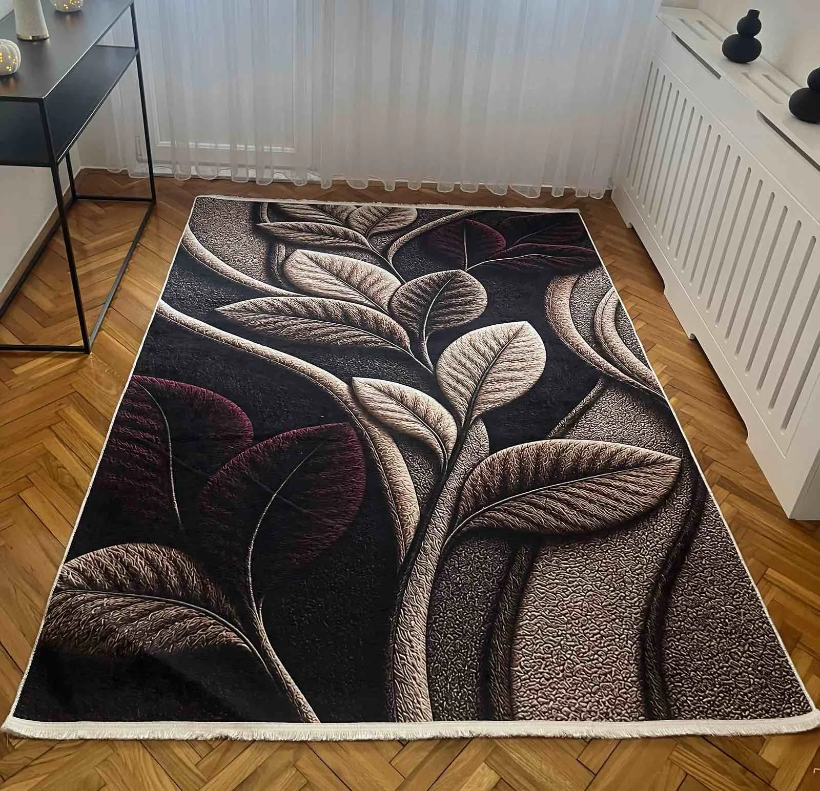3D Tepih " Sara" bordo-bež list