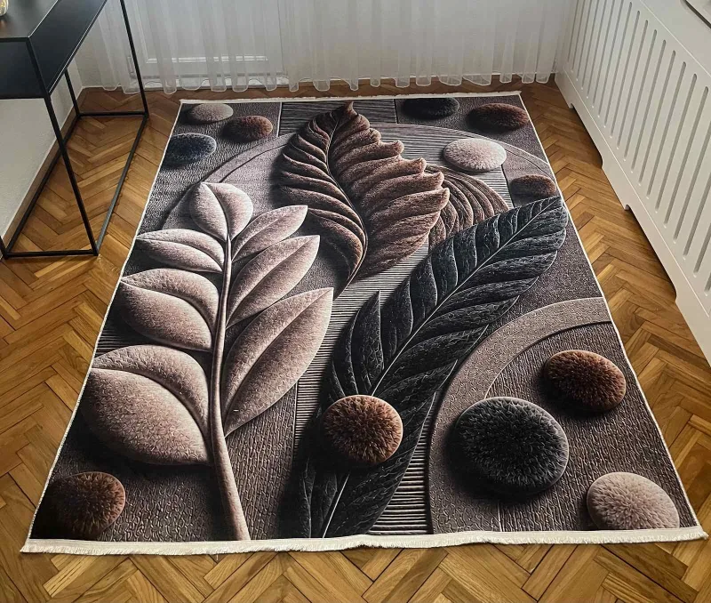 3D Tepih" List" zlatno-smeđi