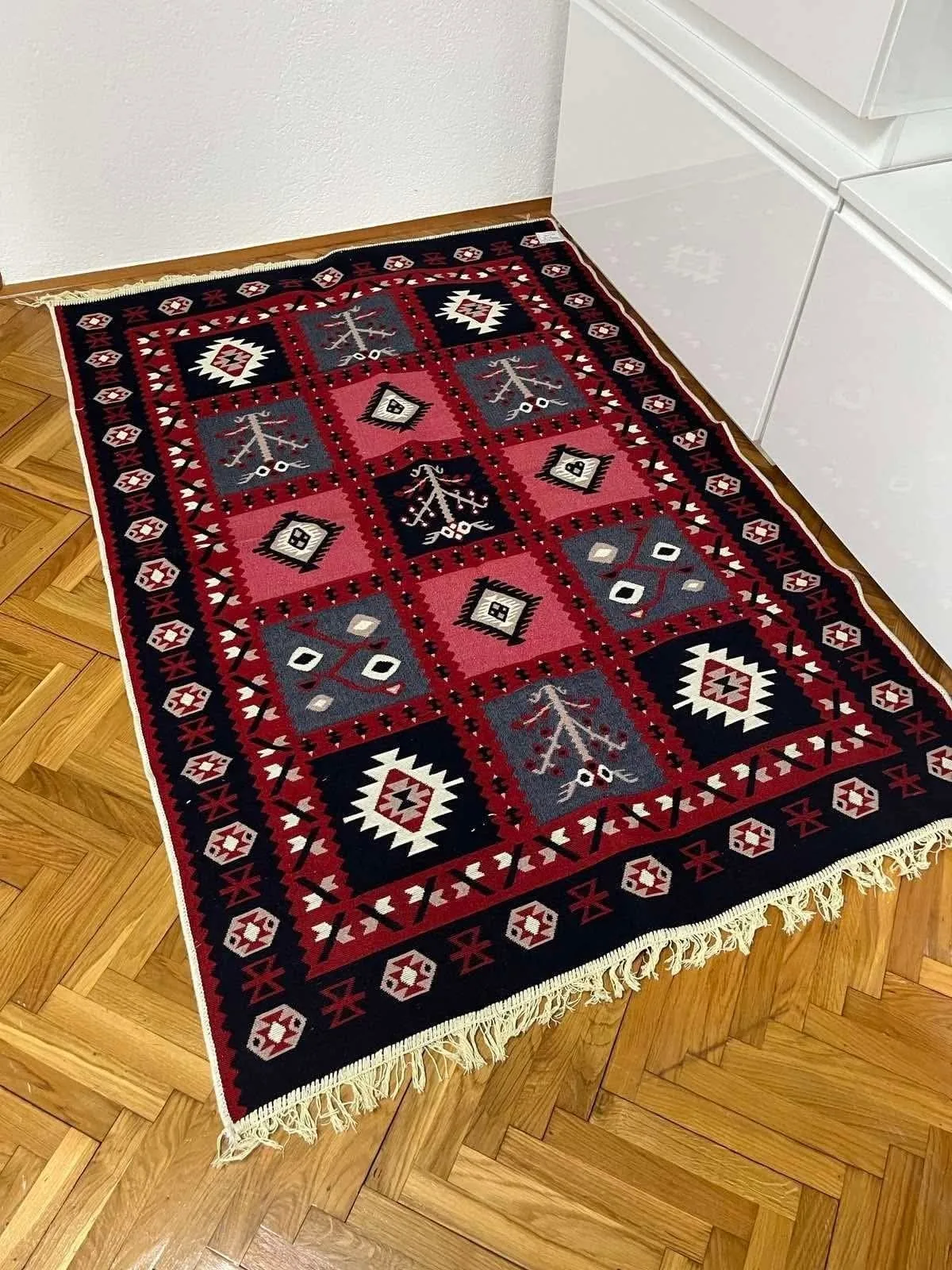 Tepih Dva Lica Ćilim, bordo-teget, prva strana